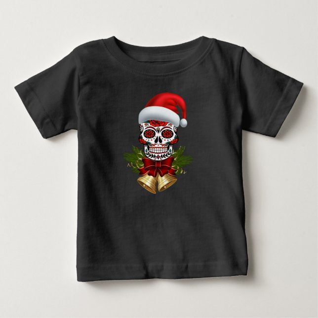 T-shirt Pour Bébé Noël Père Noël Jour Du Crâne Sugar Morts (Devant)