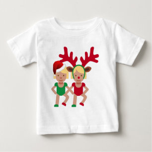 T-shirt Pour Bébé noël père Noël jumeaux émoji