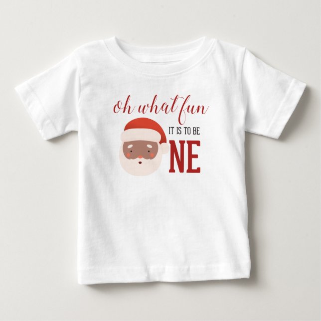 T-shirt Pour Bébé Noël Père Noël premier anniversaire (Devant)