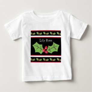 T-shirt Pour Bébé Noël personnalisé Holly & Berries