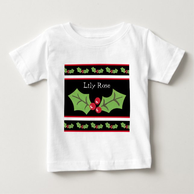 T-shirt Pour Bébé Noël personnalisé Holly & Berries (Devant)