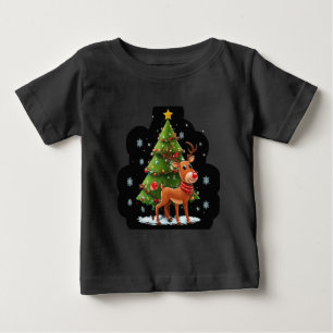 T-shirt Pour Bébé "Noël pétillant : Arbres, rennes et étoiles Desi