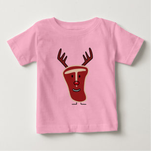 T-shirt Pour Bébé Noël rouge de nez de renne heureux de bifteck à