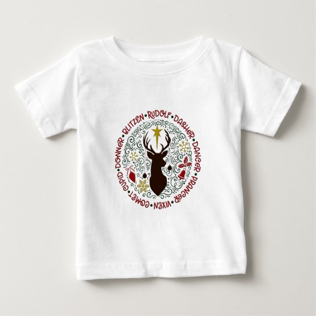 T-shirt Pour Bébé Noël Rudolf Reindeer (Devant)