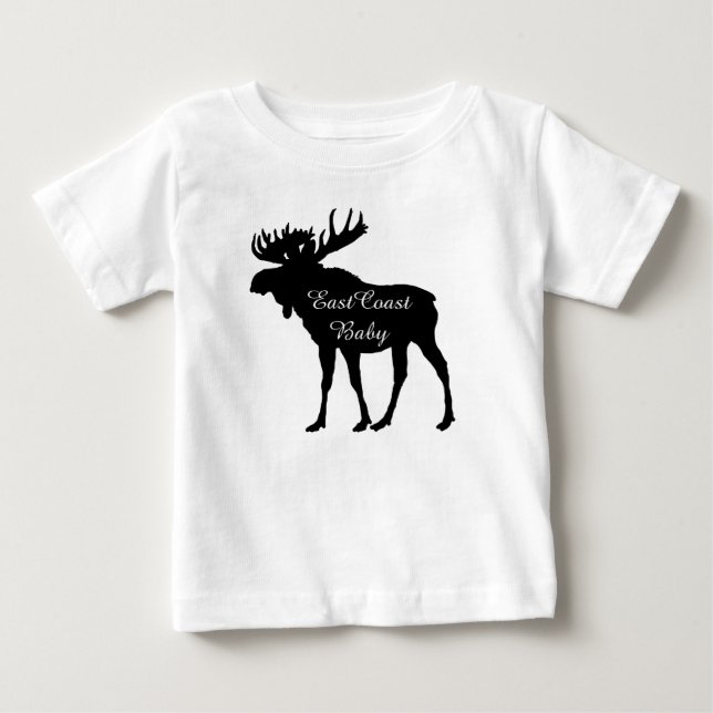 T-shirt Pour Bébé Noël rustique mignon d'orignaux de bébé de Côte (Devant)