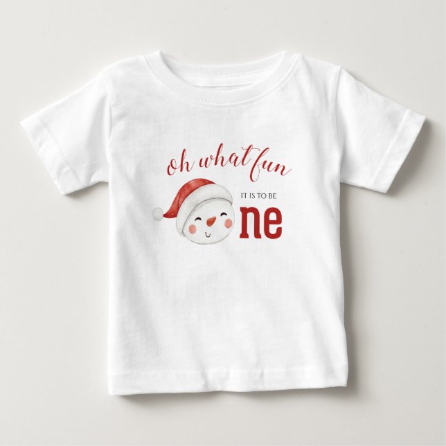 T-shirt Pour Bébé Noël Snowman premier anniversaire (Devant)