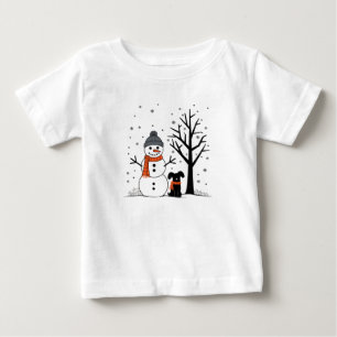 T-shirt Pour Bébé Noël Snowman Xmas Chien hiver