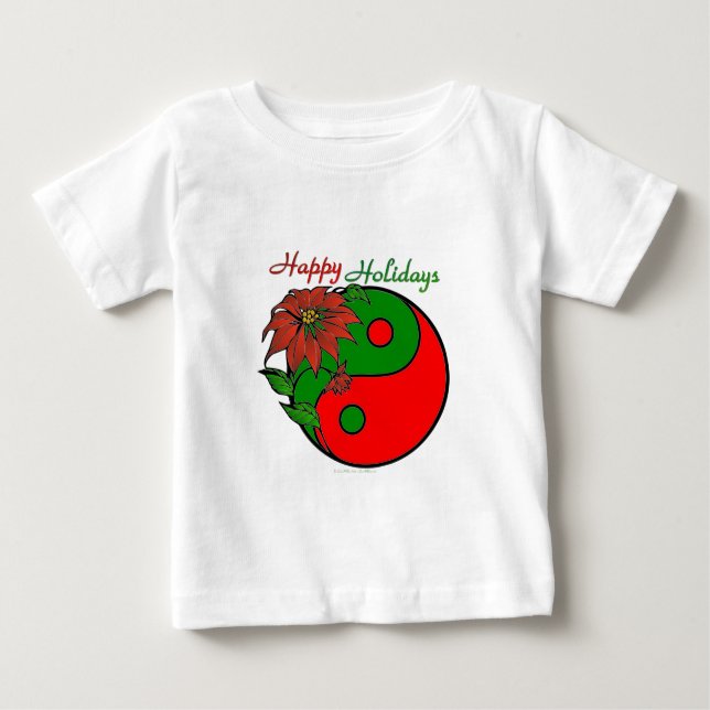 T-shirt Pour Bébé Noël Yin Yang Poinsettia (Devant)