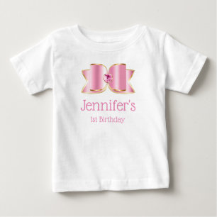 T-shirt Pour Bébé Nœud rose glamour avec une pierre précieuse centra
