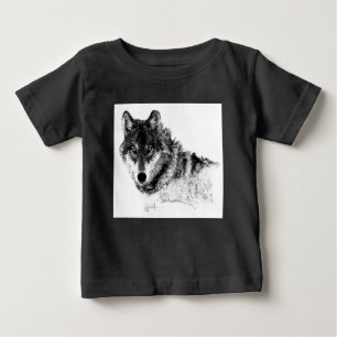 T-shirt Pour Bébé Noir Blanc Inspiration Wolf Eyes