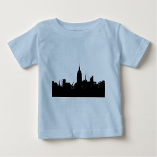 T-shirt Pour Bébé Noir blanc New York Silhouette