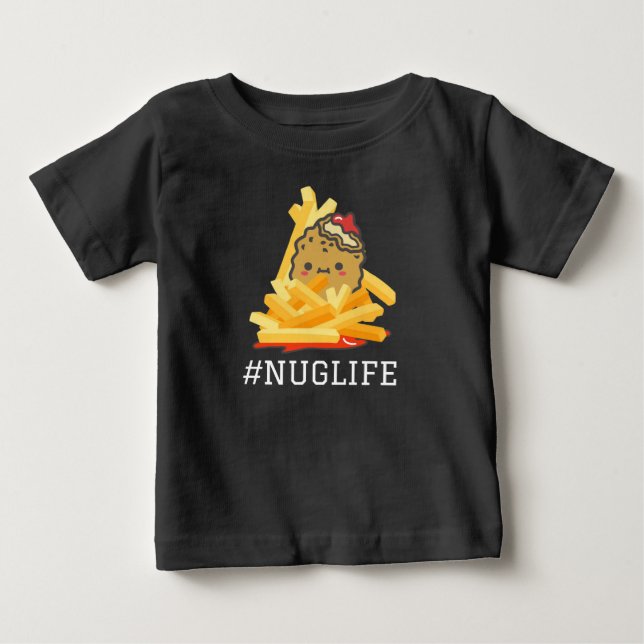 T-shirt Pour Bébé Noir #Nuglife Poulet Nugget et Fries (Devant)