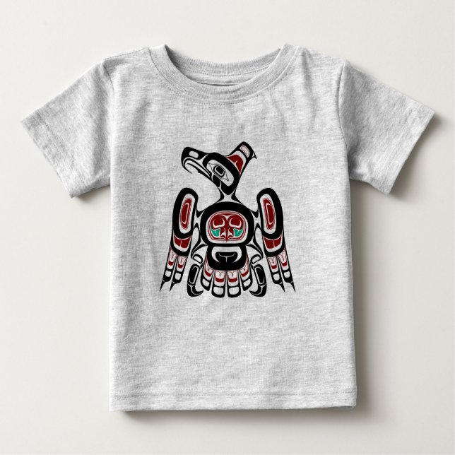 T-shirt Pour Bébé Noir rouge autochtone Kaigani Thunderbird (Devant)