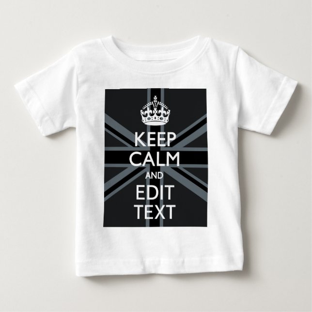 T-shirt Pour Bébé Noir sur Noir garder le calme et votre texte Union (Devant)