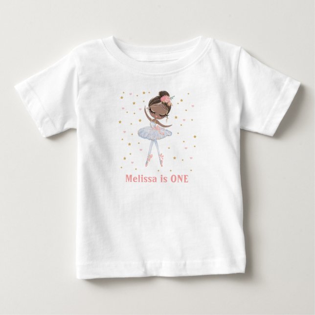 T-shirt Pour Bébé Noir Tutu Ballerina Première ou n'importe quelle f (Devant)