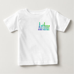 T-shirt Pour Bébé Nom Arthur conçu en vert et bleu,