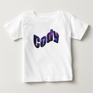 T-shirt Pour Bébé Nom Cody fait de nuages de nébuleuse bleue,