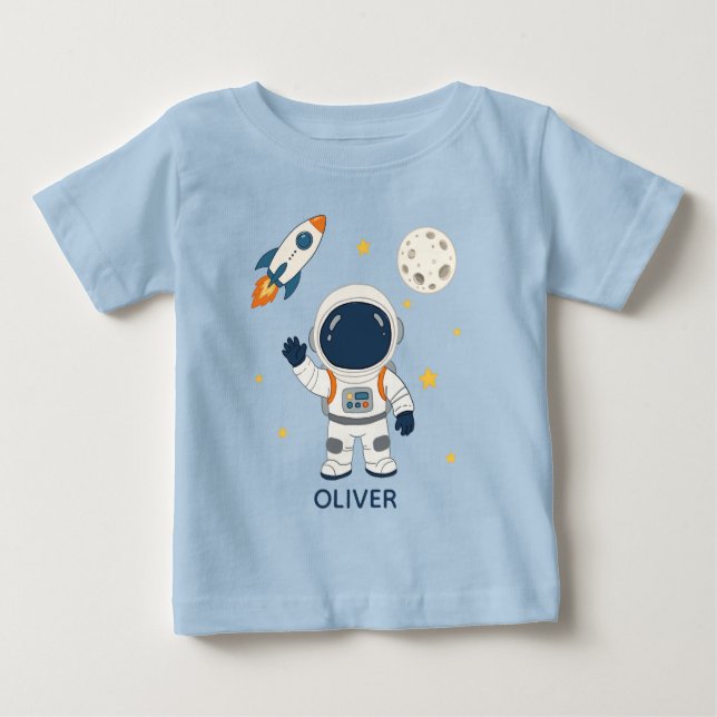 T-shirt Pour Bébé Nom d'aventure spatiale de fusée d'astronaute mign (Devant)