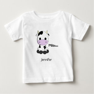 T-shirt Pour Bébé Nom de bande dessinée de vache à kawaii de bébé