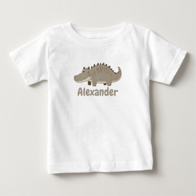 T-shirt Pour Bébé Nom de crocodile mignon personnalisable (Devant)