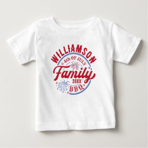 T-shirt Pour Bébé Nom de famille correspondant 4 juillet Rouge Blanc