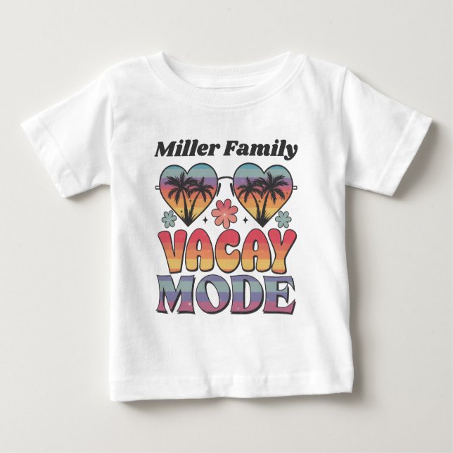 T-shirt Pour Bébé Nom de famille personnalisé Mode Vacay Super (Devant)