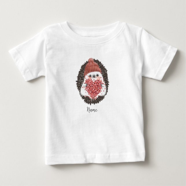T-shirt Pour Bébé Nom de hérisson mignon coeur rose (Devant)