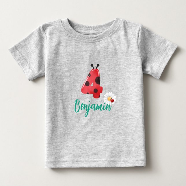 T-shirt Pour Bébé Nom de la fête d'anniversaire du 4° anniversaire d (Devant)