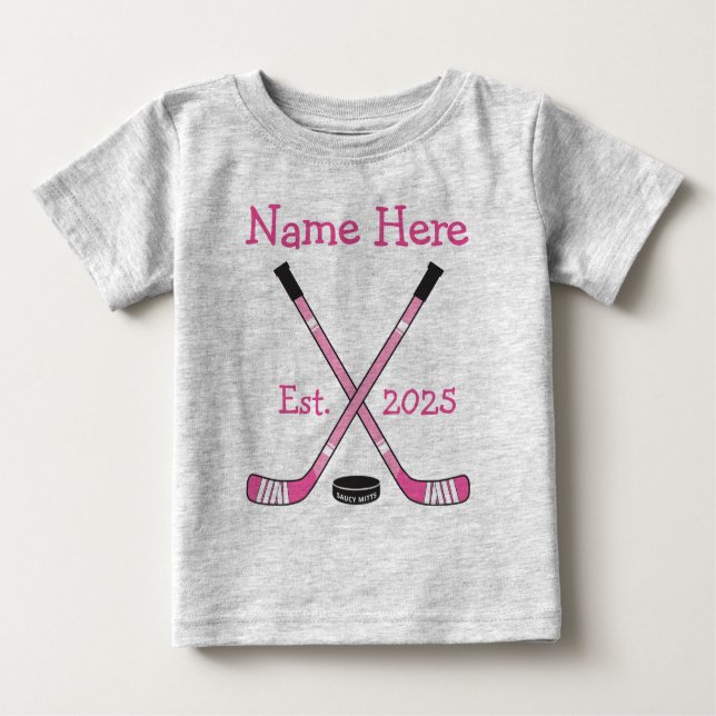 T-shirt Pour Bébé Nom de la petite fille de hockey personnalisée Ann (Devant)