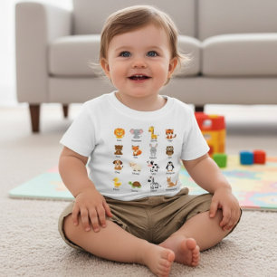 T-shirt Pour Bébé Nom de l'animal mignon ABC Éducatif Tout-Petit Nou