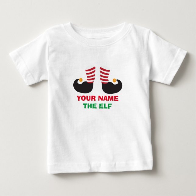 T-shirt Pour Bébé Nom de l'elfe de Noël (Devant)