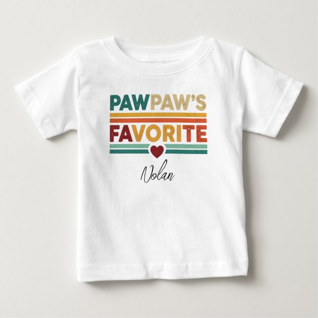 T-shirt Pour Bébé Nom de script moderne simple rétro préféré de Pawp (Devant)