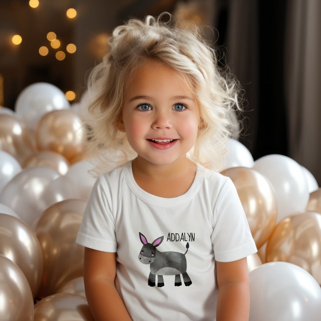 T-shirt Pour Bébé Nom du bébé à âne mou (Cute donkey infant/toddler t-shirt personalized with your child's name)