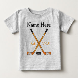 T-shirt Pour Bébé Nom du bébé de hockey personnalisé Année de naissa