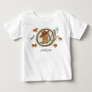 T-shirt Pour Bébé Nom du garçon Cowboy personnalisé T-shirt bébé