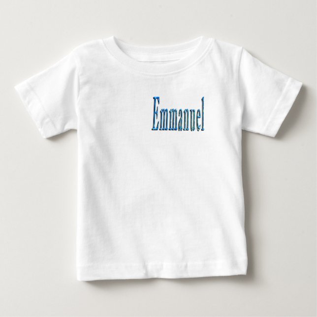 T-shirt Pour Bébé Nom Emmanuel Bleu,  (Devant)