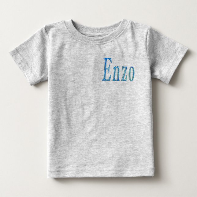 T-shirt Pour Bébé Nom Enzo Étoilé Bleu (Devant)