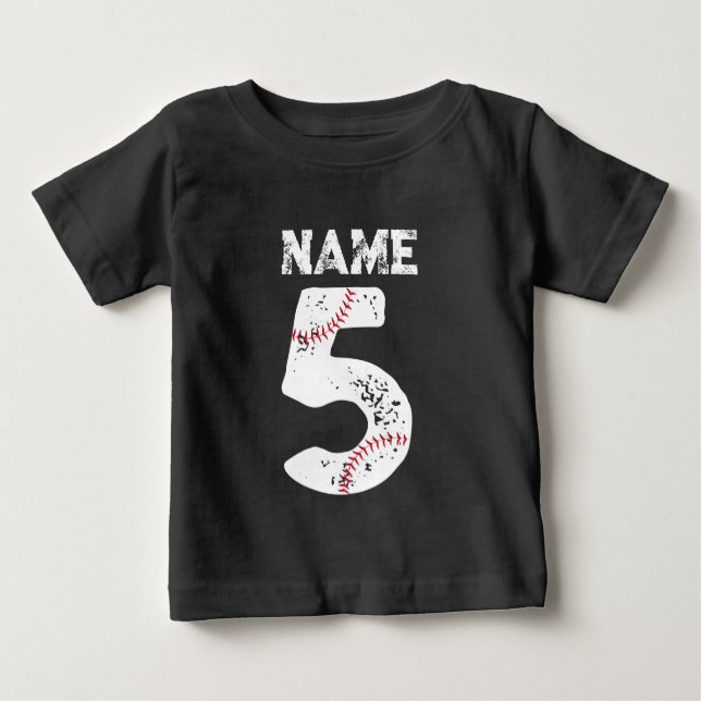 T-shirt Pour Bébé Nom et numéro 5 Baseball, Baseball Team (Devant)