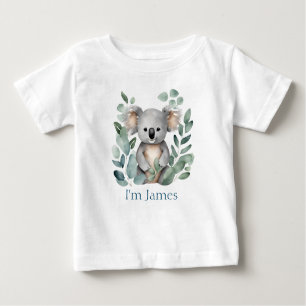 T-shirt Pour Bébé Nom jumeau personnalisé Aquarelle Koala Ours
