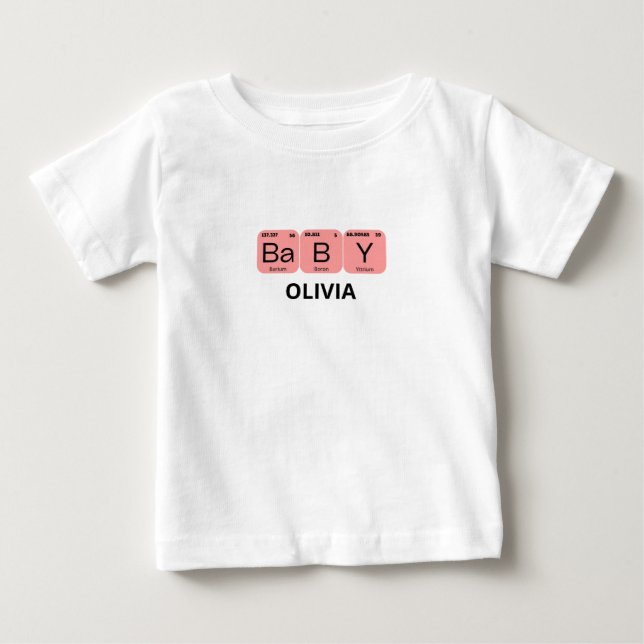 T-shirt Pour Bébé Nom modifiable de l'élément de table périodique du (Devant)