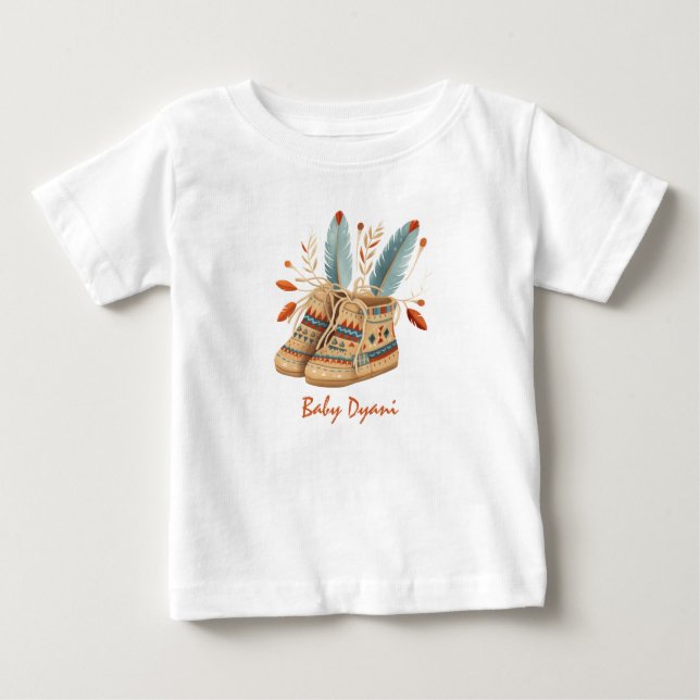 T-shirt Pour Bébé Nom modifiable des Moccasins amérindiens (Devant)