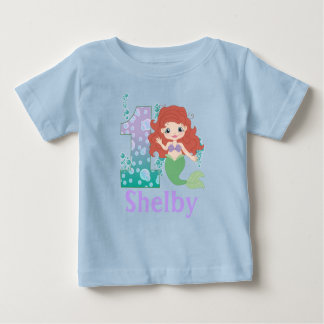 T-shirt Pour Bébé Nom personnalisé 1er anniversaire Princesse Mermai