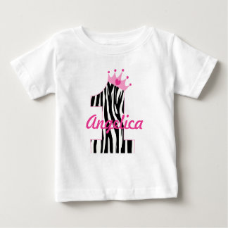 T-shirt Pour Bébé Nom personnalisé 1er anniversaire Zebra princesse