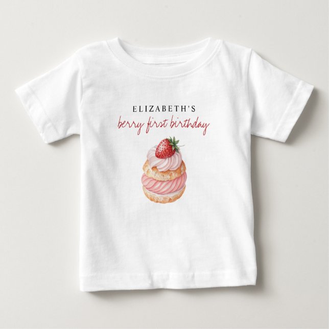 T-shirt Pour Bébé Nom personnalisé Berry First Birthday (Devant)