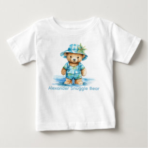 T-shirt Pour Bébé Nom personnalisé Blue Teddy Bear Baby Shirt