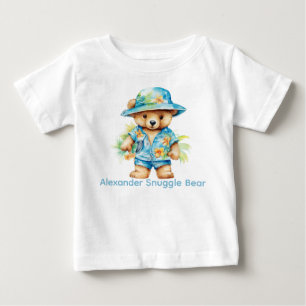T-shirt Pour Bébé Nom personnalisé Blue Teddy Bear Baby Shirt