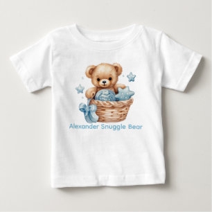 T-shirt Pour Bébé Nom personnalisé Blue Teddy Bear Baby Shirt