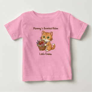T-shirt Pour Bébé Nom personnalisé chat roux premier jour de la fête