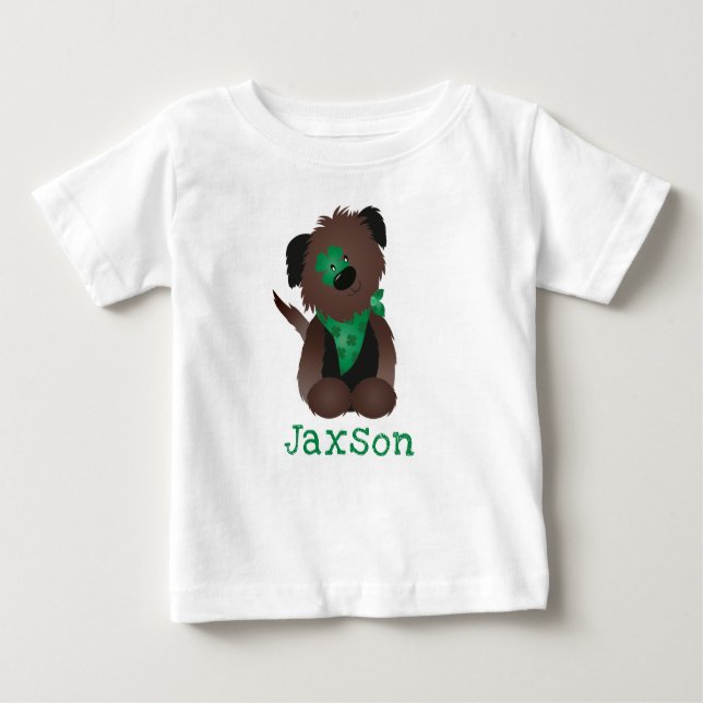 T-shirt Pour Bébé Nom personnalisé Chien quatre feuilles Clover (Devant)