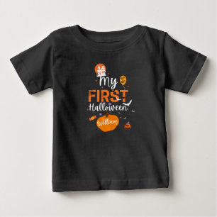 T-shirt Pour Bébé Nom personnalisé Citrouille Mignonne Premier Hallo